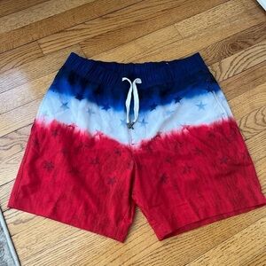 Trunk Surf & Swim Men's Red and Blue Star Compression Swim Shorts Size Medium
